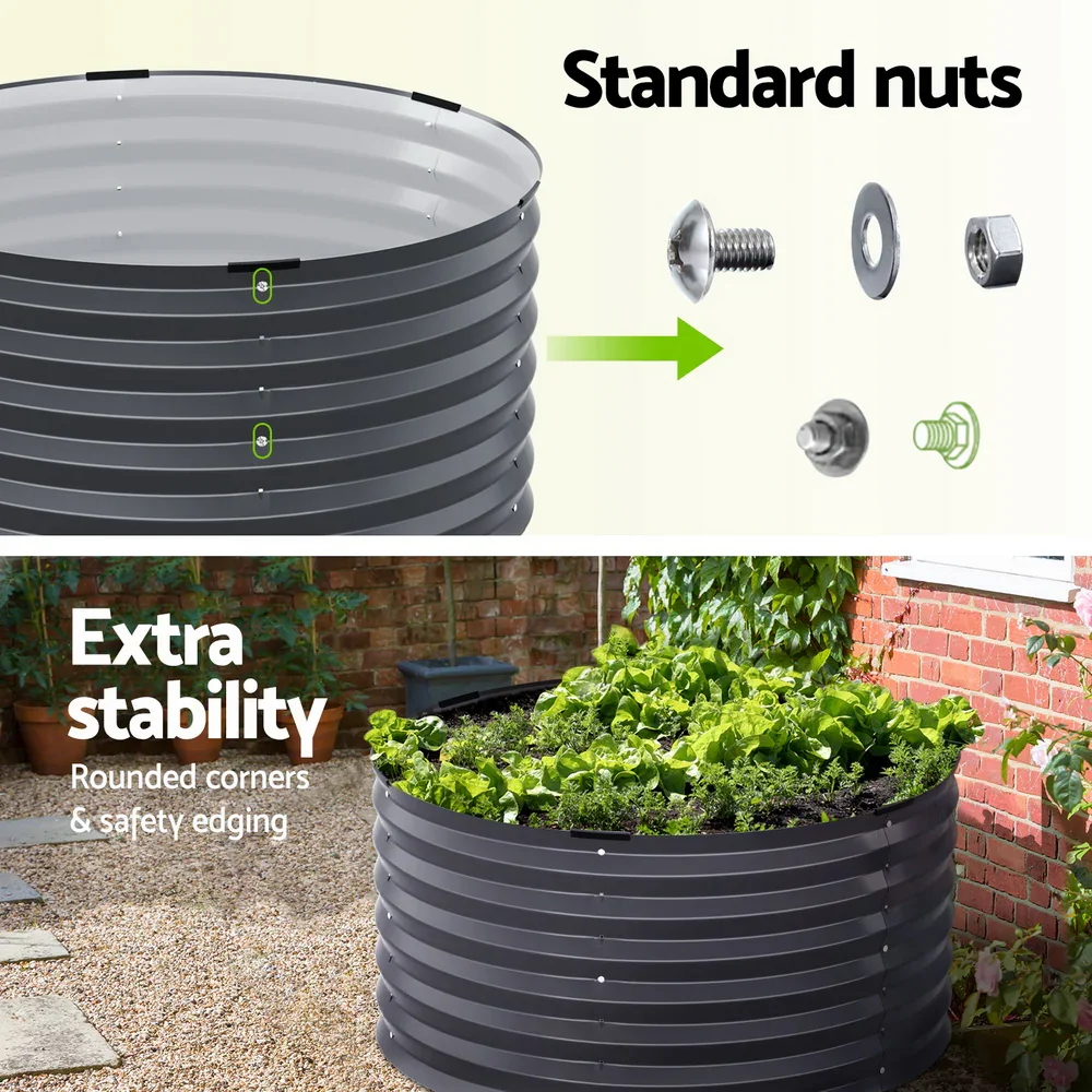Garden Bed 90X45cm Round Latches Planter Box Raised Galvanised Herb - Image 5