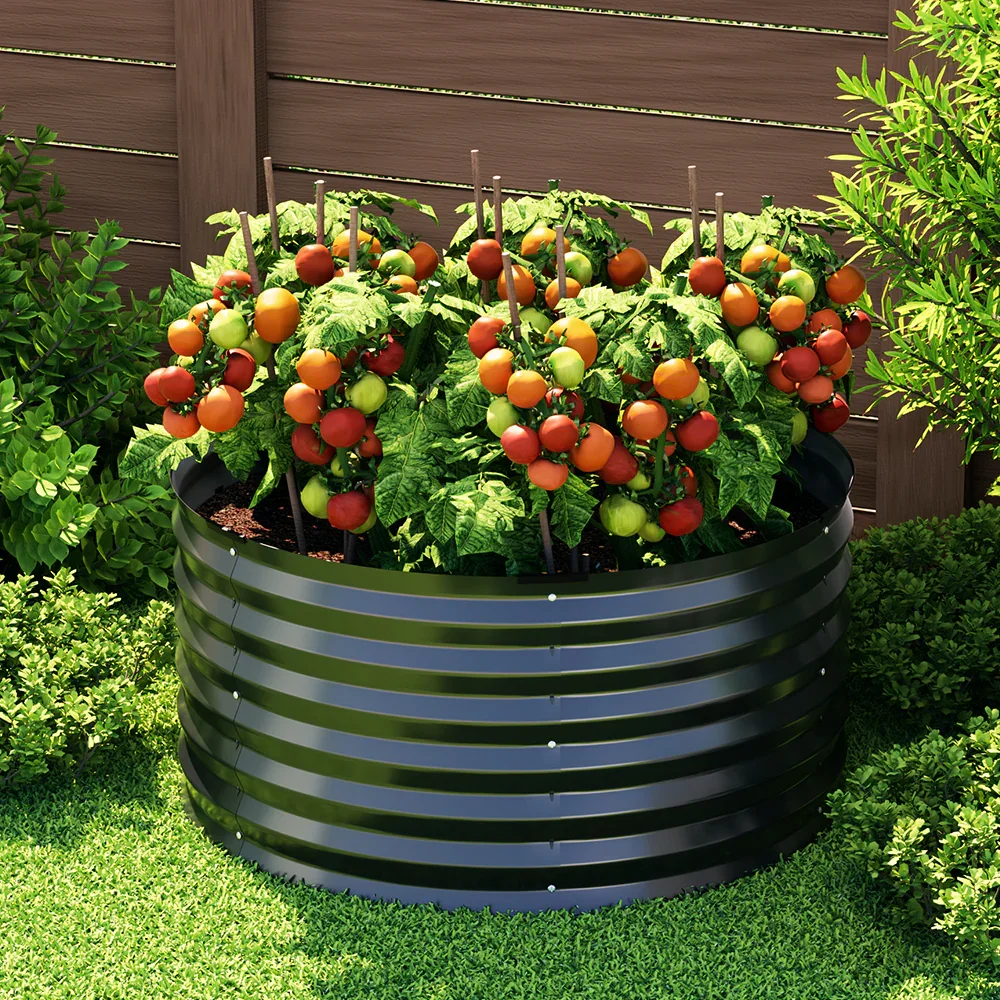 Garden Bed 90X45cm Round Latches Planter Box Raised Galvanised Herb - Image 7