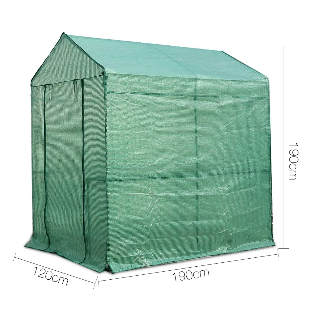 Greenhouse 1.2x1.9x1.9M Walk in Green House Tunnel Plant Garden Shed 4 Shelves - Image 2