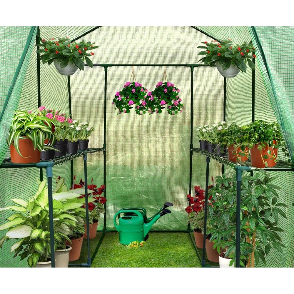Greenhouse 1.2x1.9x1.9M Walk in Green House Tunnel Plant Garden Shed 4 Shelves - Image 4