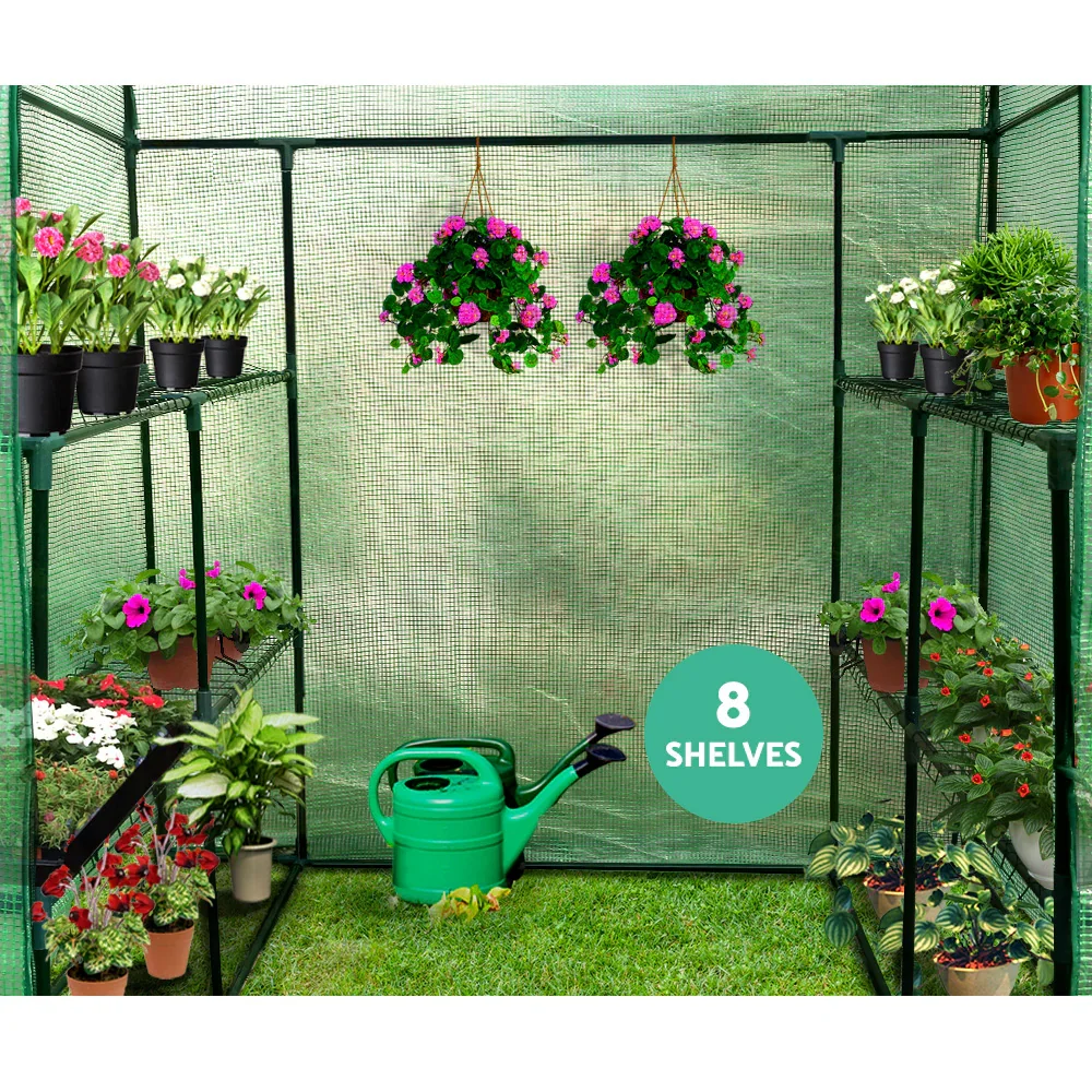 Greenhouse 1.4x1.55x2M Walk in Green House Tunnel Plant Garden Shed 8 Shelves - Image 3