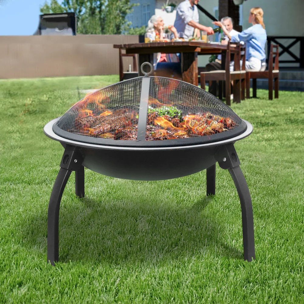Fire Pit BBQ Charcoal Smoker Portable Outdoor Camping Pits Patio Fireplace 22" - Image 7