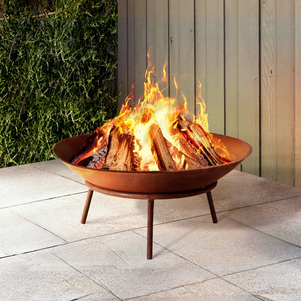 56cm Fire Pit Iron Rustic Bowl Outdoor - Image 7