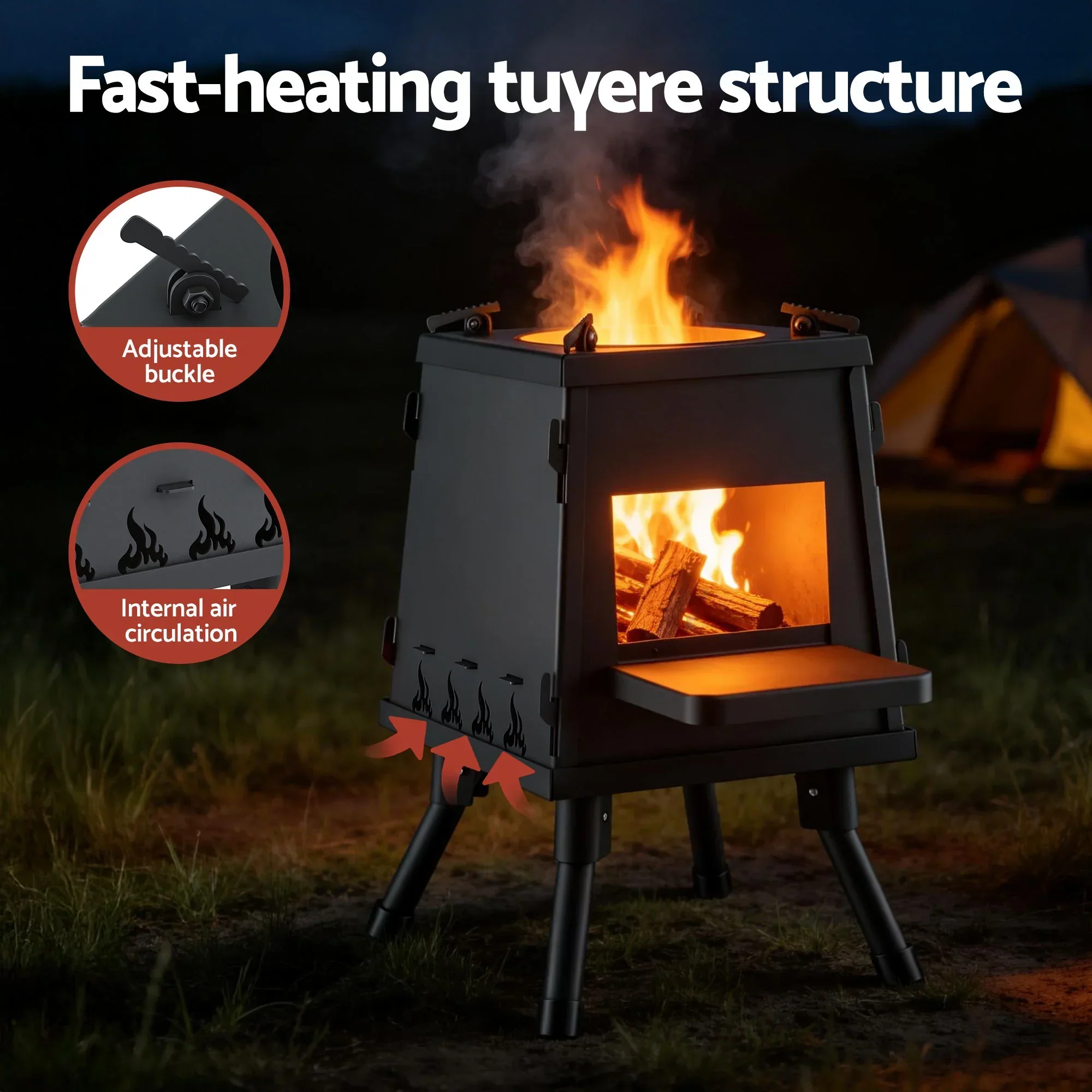 Fire Pit BBQ Portable Outdoor Fireplace Metal Camping Stove for Boiling Water, BBQ, Picnics - Image 6