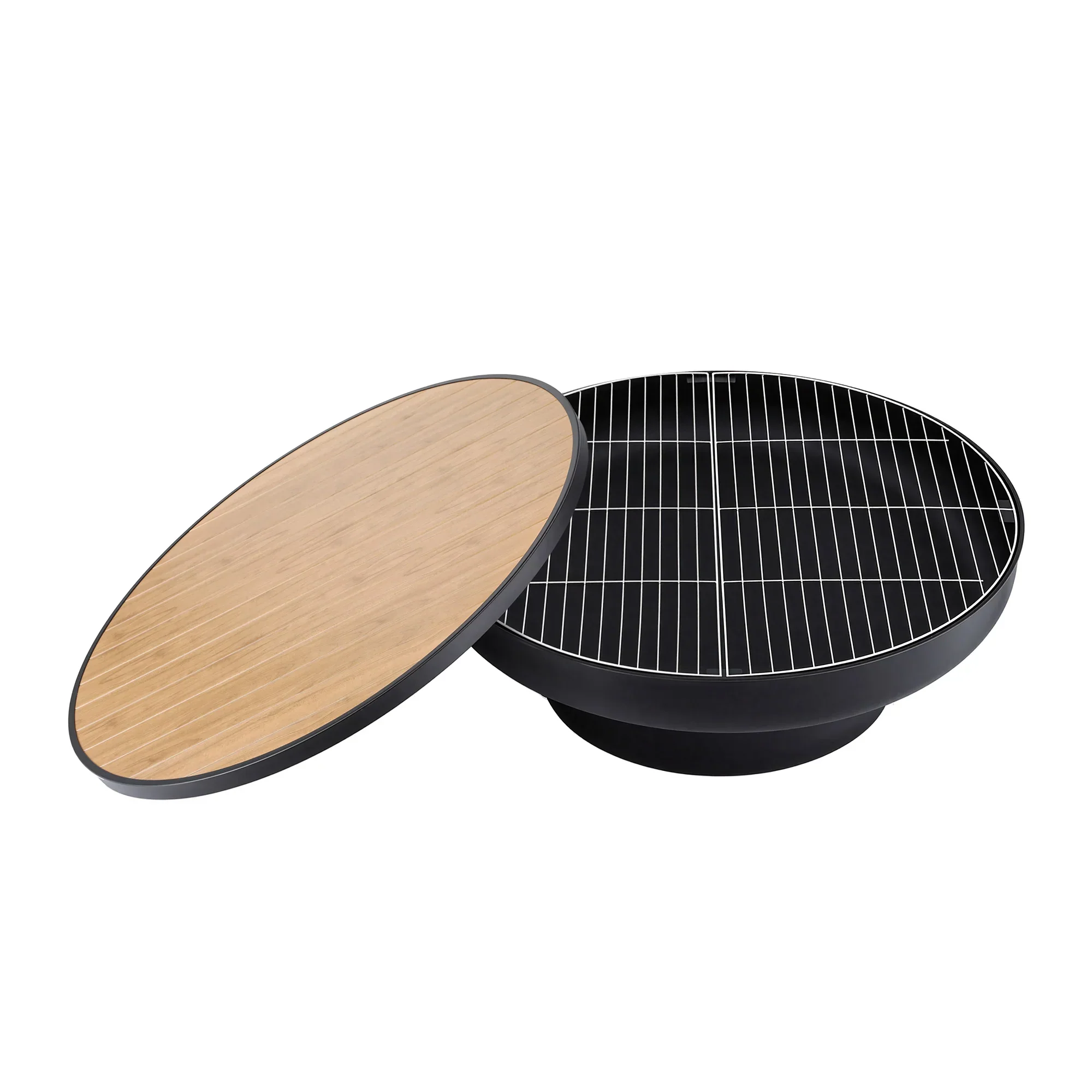 Fire Pit Table with Lid Deep Fire Bowl Wood Burning BBQ Grill for Backyard Camping Patio Picnic - Image 3