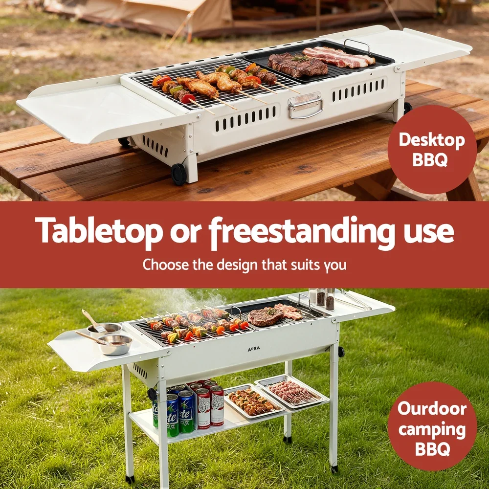 Portable BBQ Grill w/ Stainless Steel Racks & Pans for Outdoor - Image 6