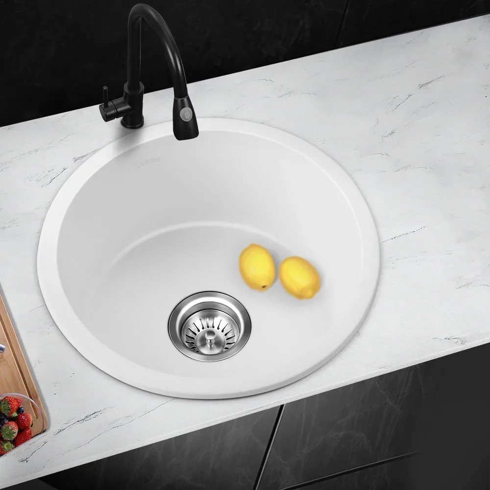 Granite Sink Single Bowl 430mmx430mm White - Image 5