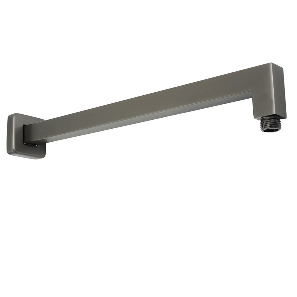 Gun Metal 8" Square Large Rainfall Shower Head 400mm Straight Wall Mounted Arm Set - Image 2