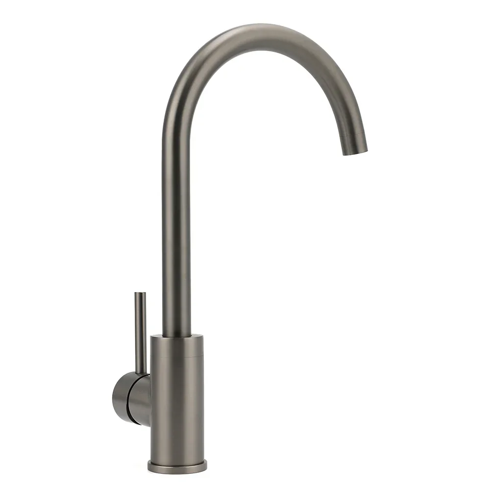 Gun Metal Round Kitchen Mixer Sink Tap 360° Swivel Laundry Basin Faucet Spout Set - Image 3