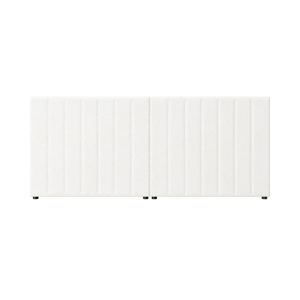 Bed Frame Headboard Double Queen King White Boucle - Image 3