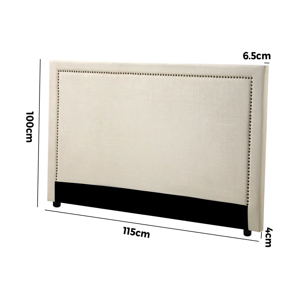 King Single Bed Headboard Bedhead Beige - Image 7