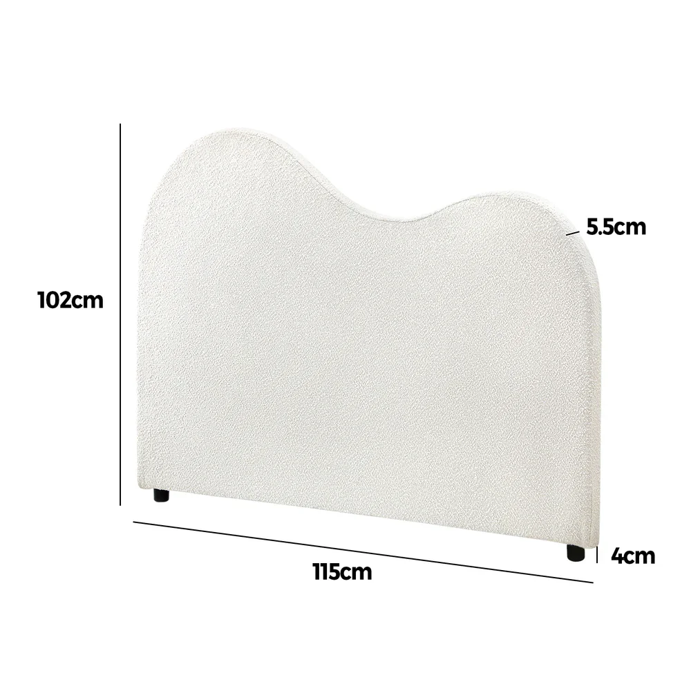 Bed Head King Single Headboard Boucle Fabric White - Image 6