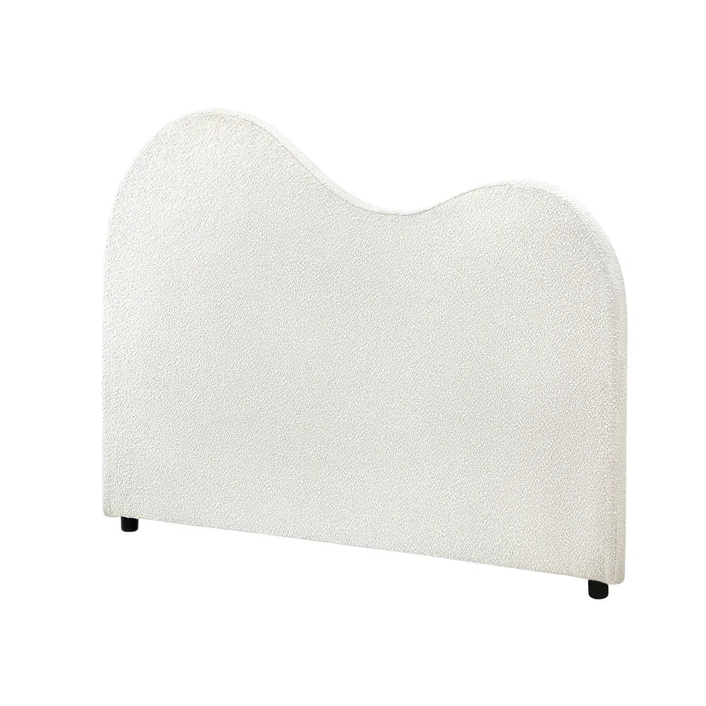 Bed Head Queen Size Headboard Boucle Fabric White - Image 2