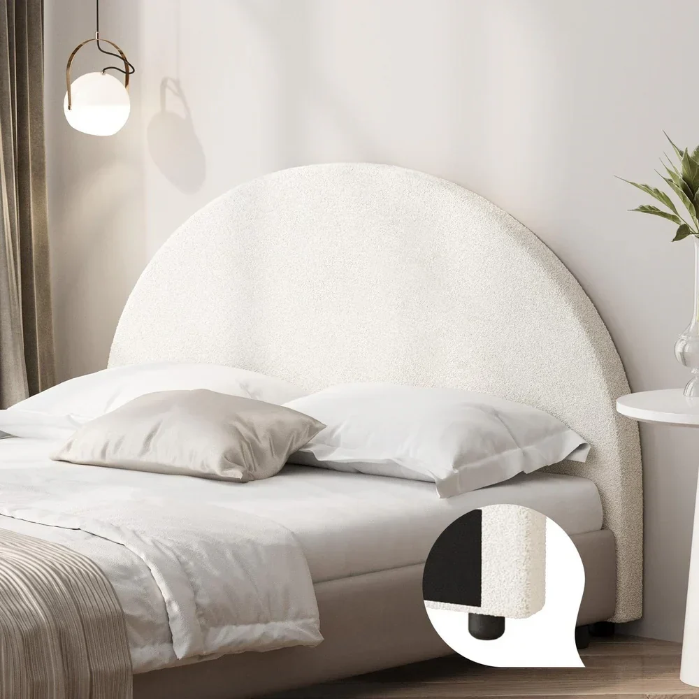 Bed Head Double Size Headboard Boucle White - Image 7