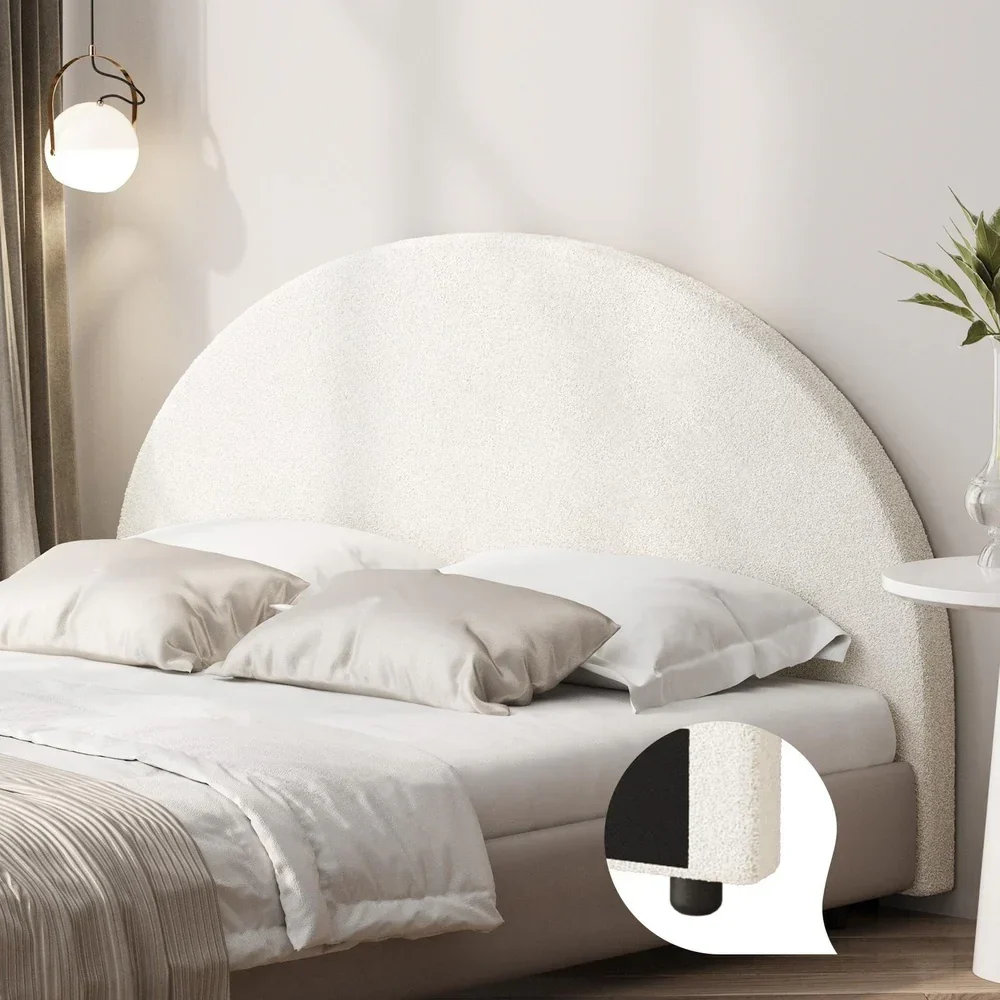 Bed Head King Size Headboard Boucle White - Image 7