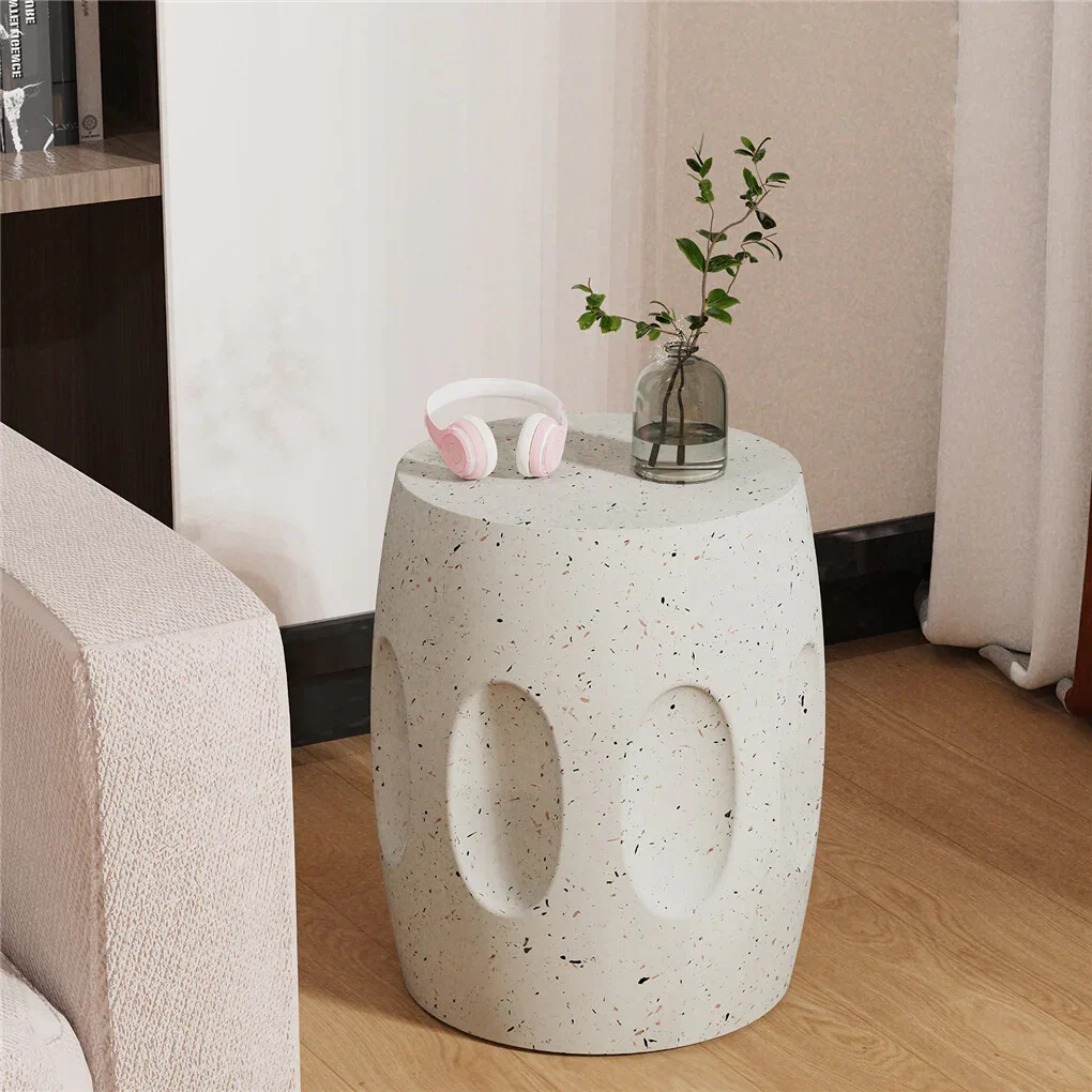 Heavy Duty Concrete Side Table Modern Decorative Garden Stool Patio End Table - Image 3