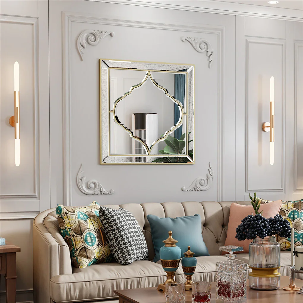 High-grade Unique Decorative Accent Mirror Elegant Square Wall Silver HD Mirror - Image 2