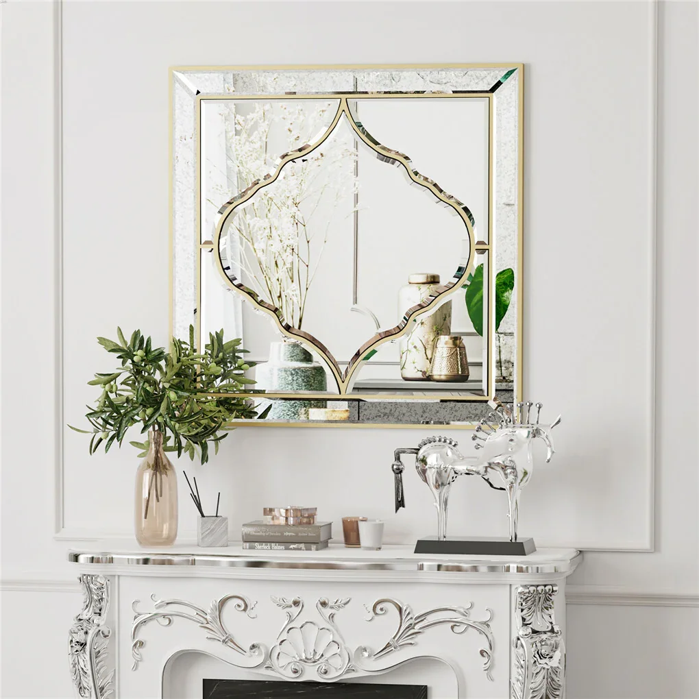 High-grade Unique Decorative Accent Mirror Elegant Square Wall Silver HD Mirror - Image 3