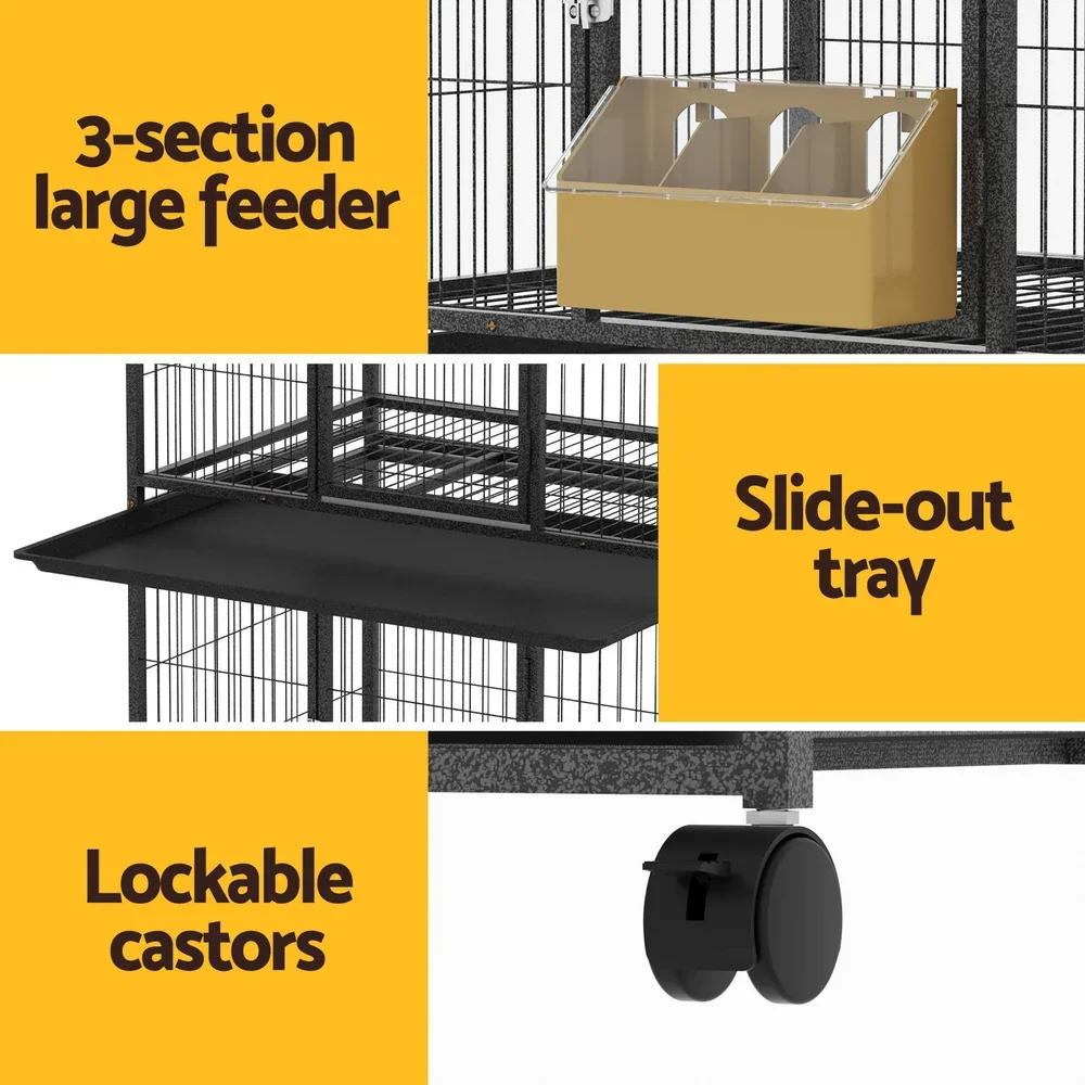 Bird Cage Large Bird Cages Aviary Budgie Perch Cage Parrot Pet Stand Wheels - Image 4