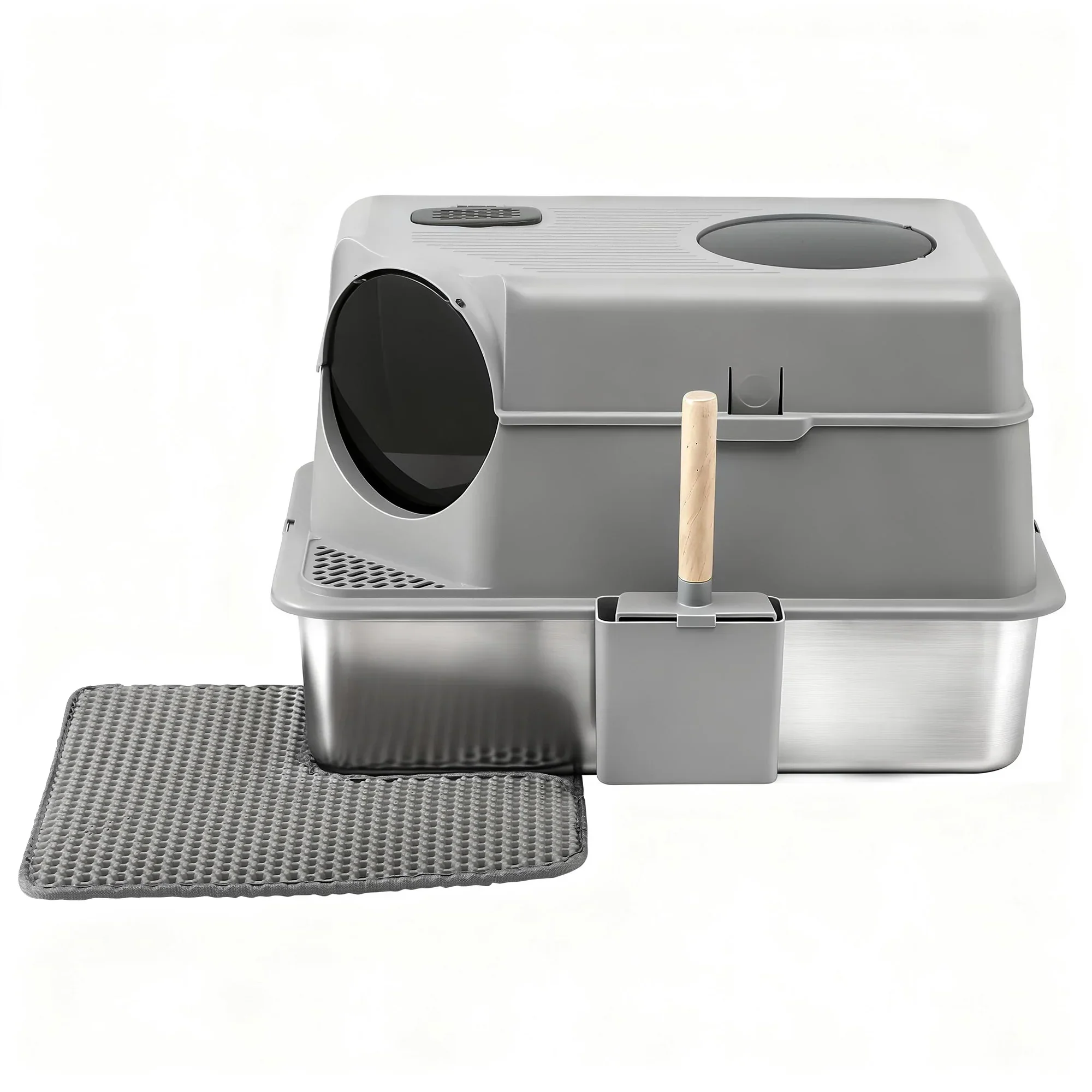Cat Litter Box Large Stainless Steel High Sided Pet Toilet Odour Control - Image 10