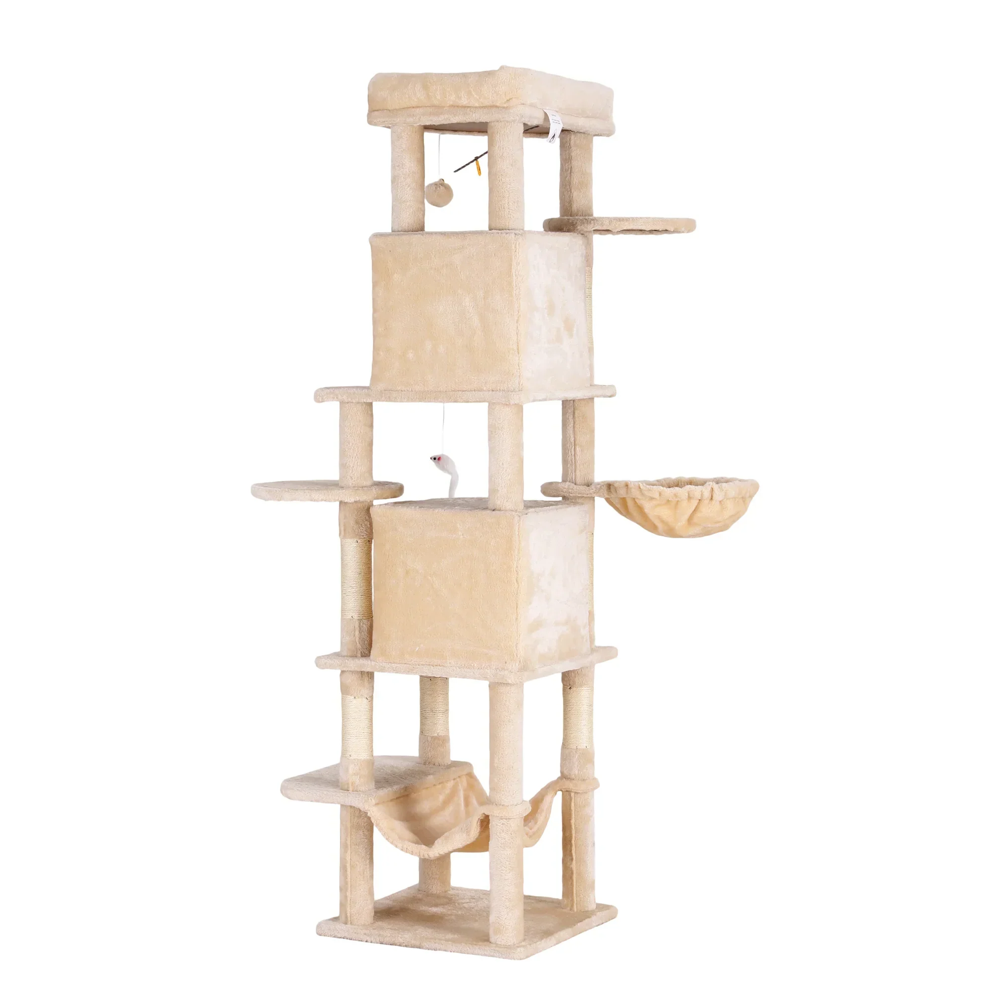 Cat Tree Tower 167cm Large Scratching Post Furniture Scratcher House Beige - Image 10