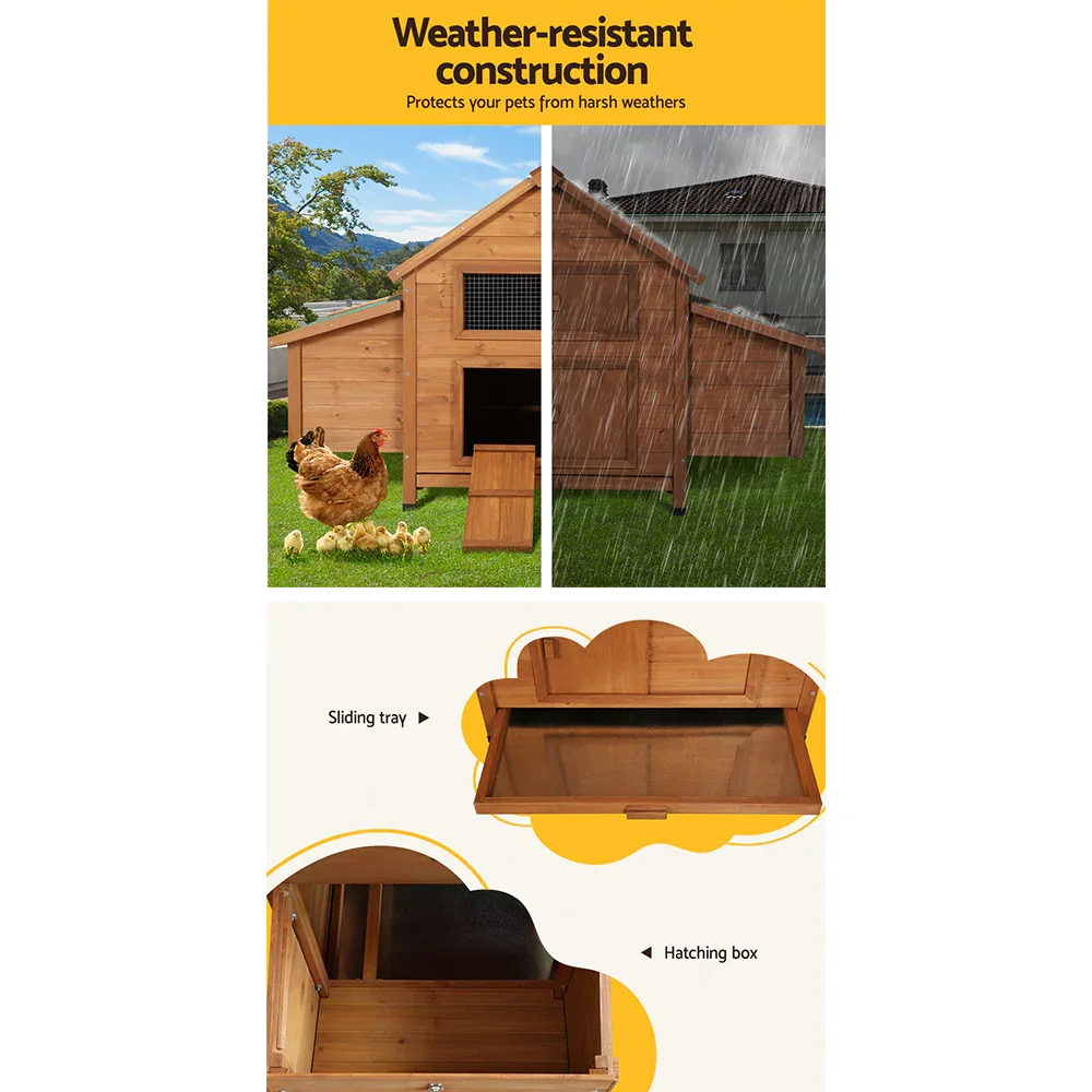 Chicken Coop Rabbit Hutch 150cm x 68cm x 96cm Large Chicken Coop House Run Cage Wooden - Image 6
