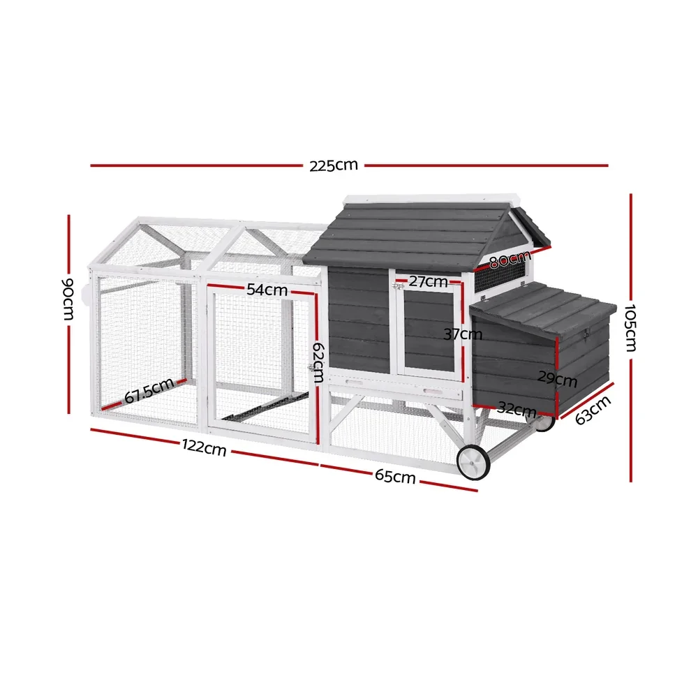Chicken Coop Rabbit Hutch Extra Large Wooden Run Bunny Cage House Outdoor - Image 2