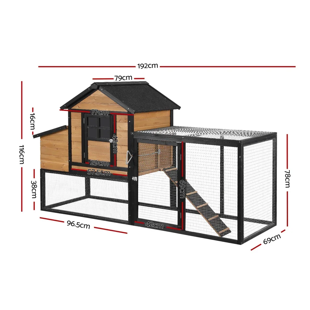 Chicken Coop Rabbit Hutch Extra Large Wooden Run Cage Bunny House Outdoor - Image 2