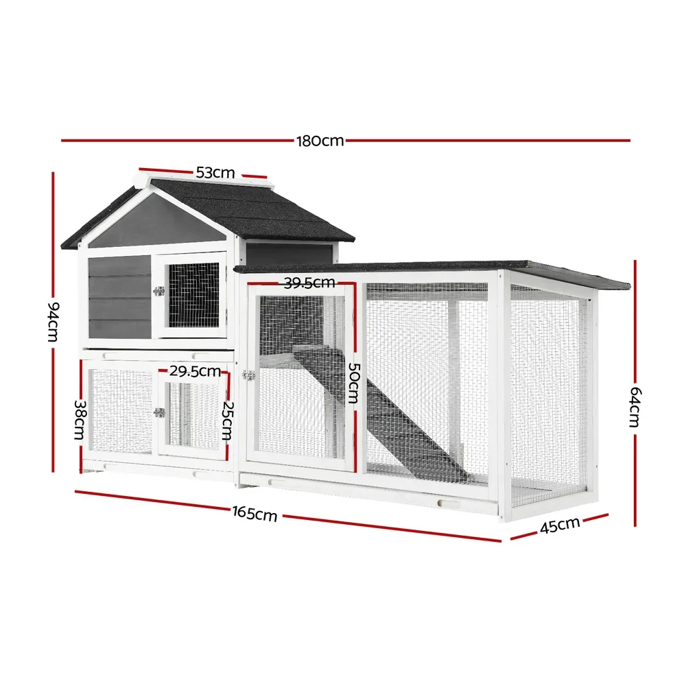 Chicken Coop Rabbit Hutch Extra Large Wooden Run Cage House With Run Cage - Image 2