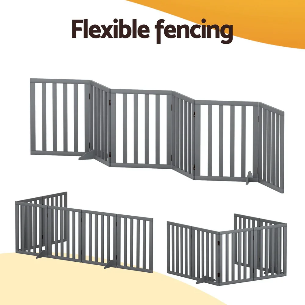 Dog Playpen Enclosure 6 Panel Pet Fence Wooden Play Pen - Image 4