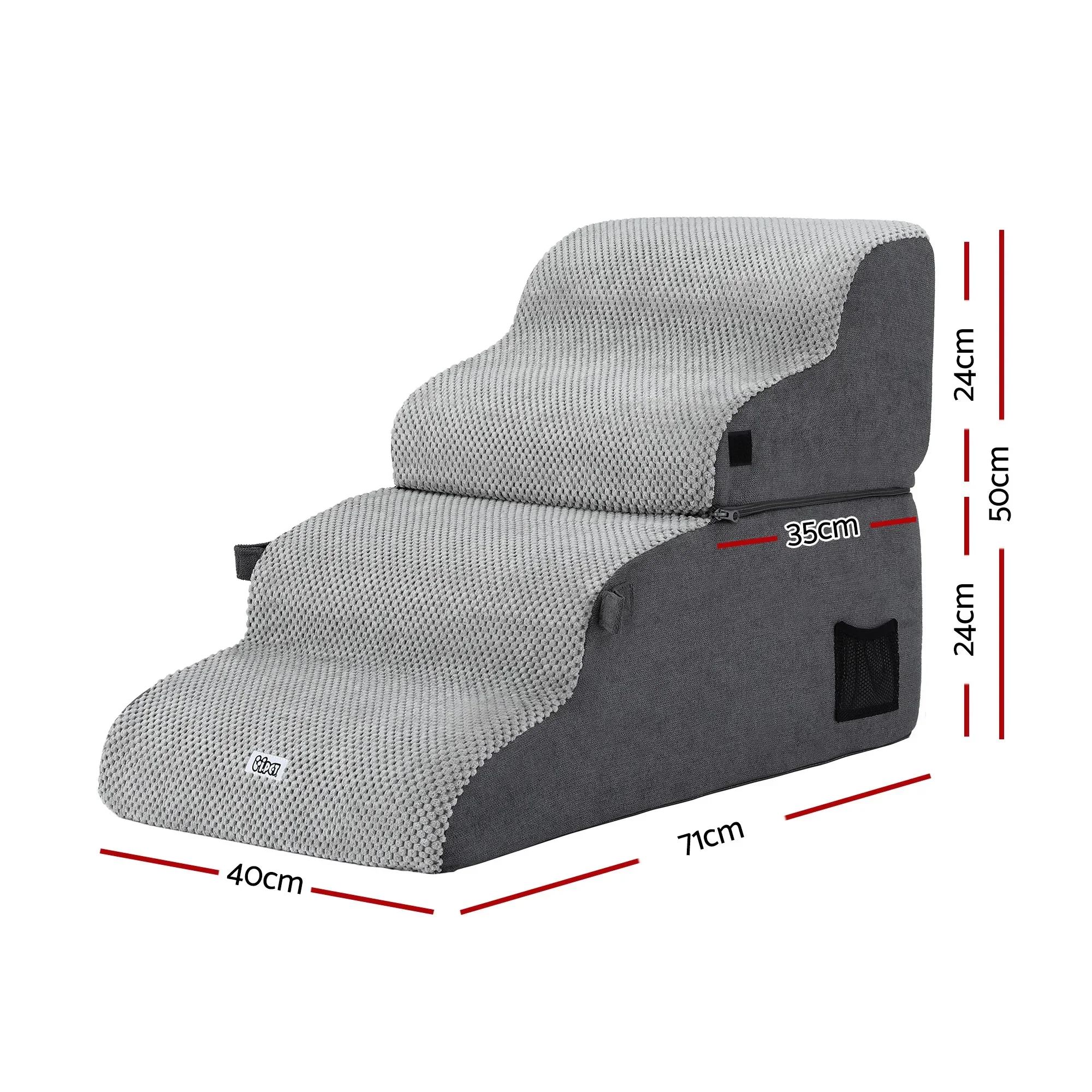Dog Stairs and Bed 2-in-1 Sofa Car Foam Non-Slip Washable Pet Stairs Indoor Grey - Image 8