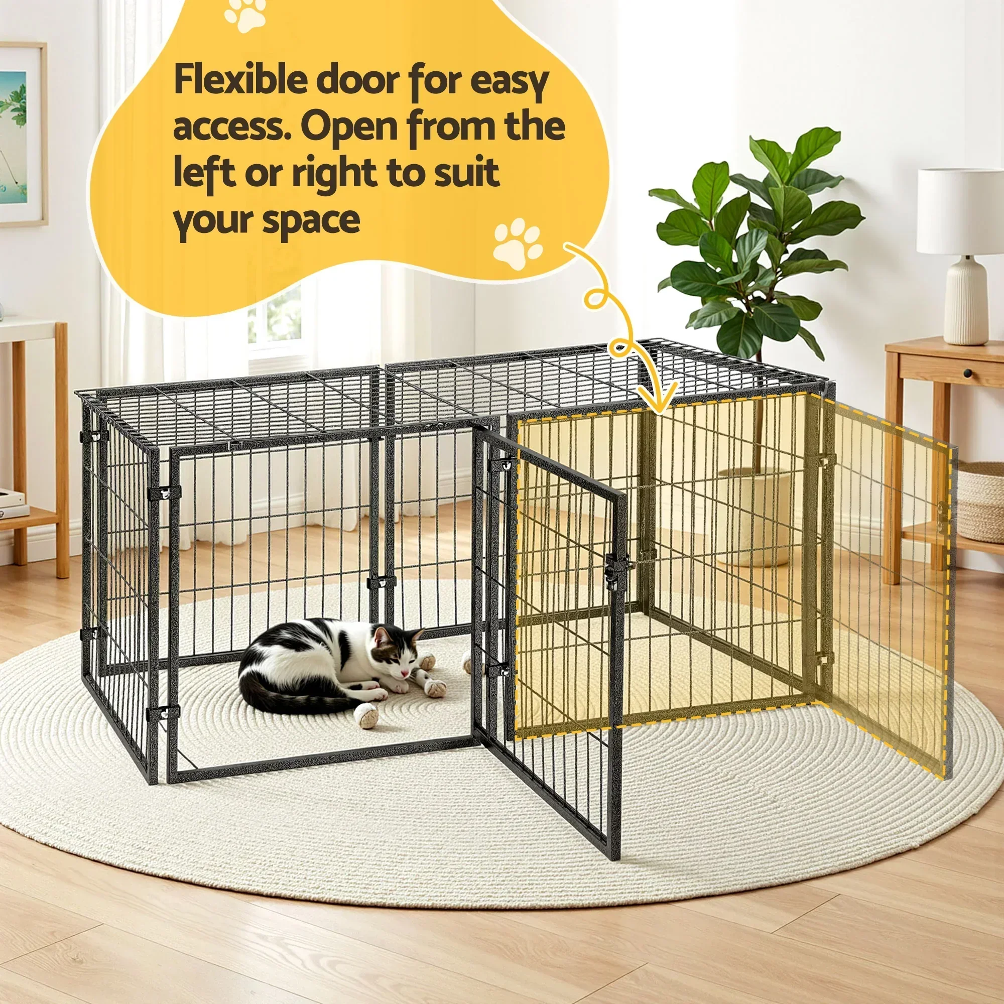 Large Dog Crate Cage Playpen 129cm Puppy Pen Pet Enclosure Black - Image 7