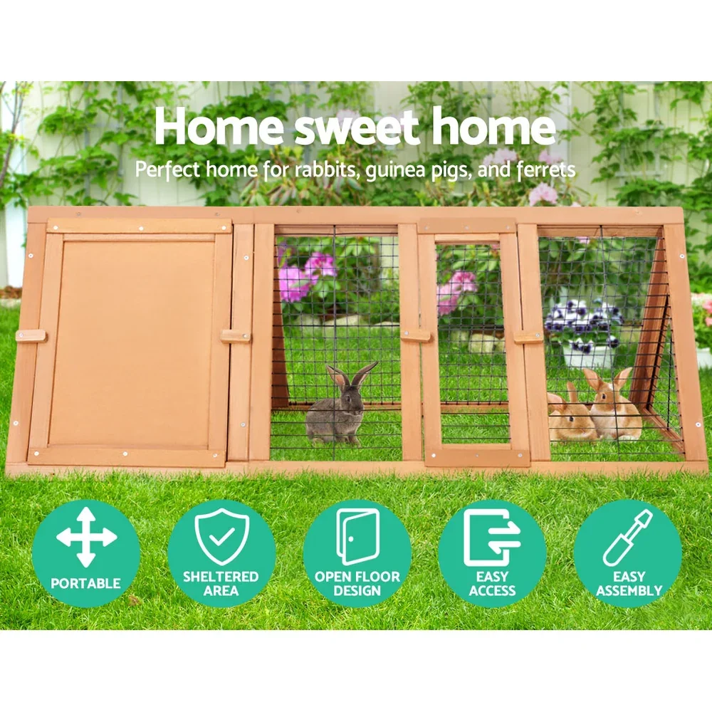 Rabbit Hutch Chicken Coop 119cm x 51cm x 44cm Chicken Coop Large Run Wooden Cage Outdoor - Image 2