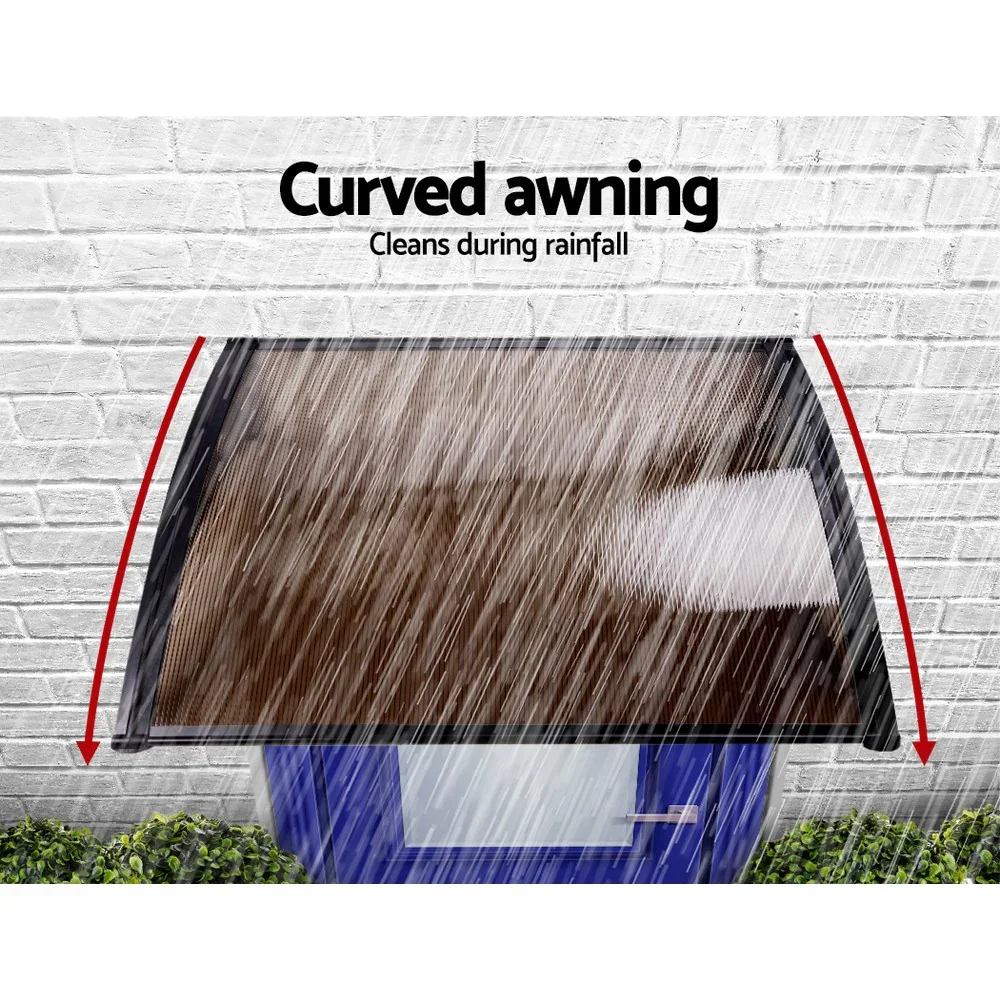 Window Awning Door Canopy 1m x 2m Brown Hollow Sheet Plastic Frame - Image 4