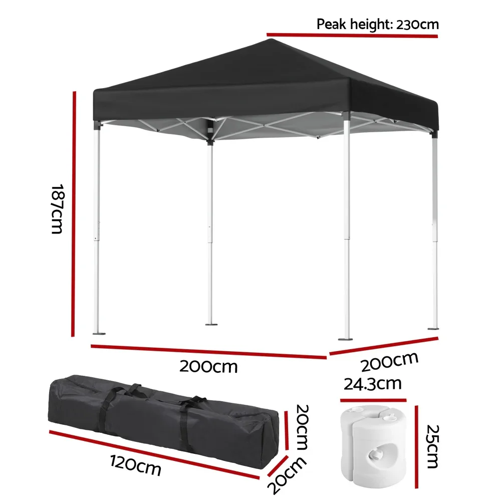 Gazebo 2x2m Outdoor Patio Garden Marquee Shade w/ Base Pods Black - Image 3