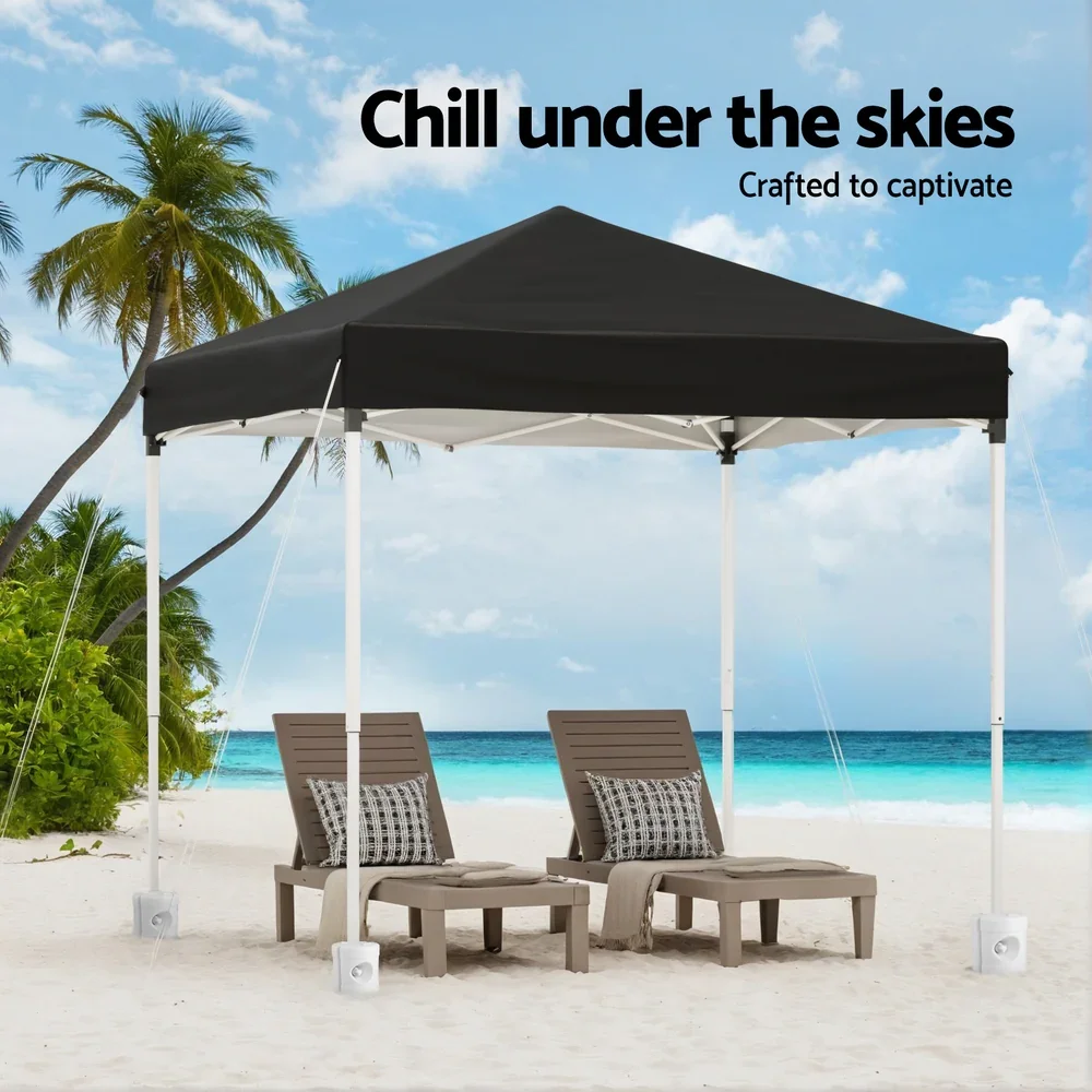 Gazebo 2x2m Outdoor Patio Garden Marquee Shade w/ Base Pods Black - Image 6
