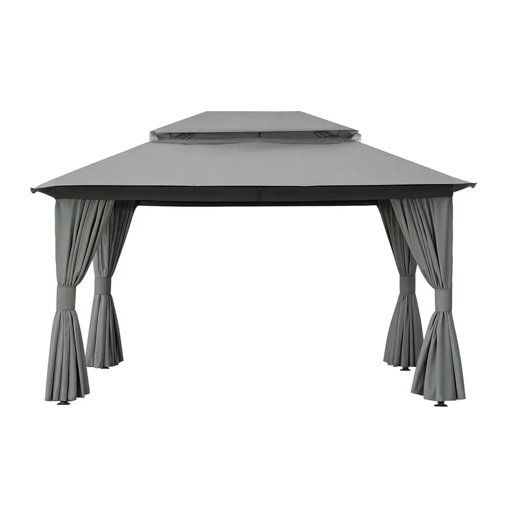 Gazebo 3x4m Canopy Outdoor Steel Frame Patio Tent Curtains Marquee Grey - Image 3