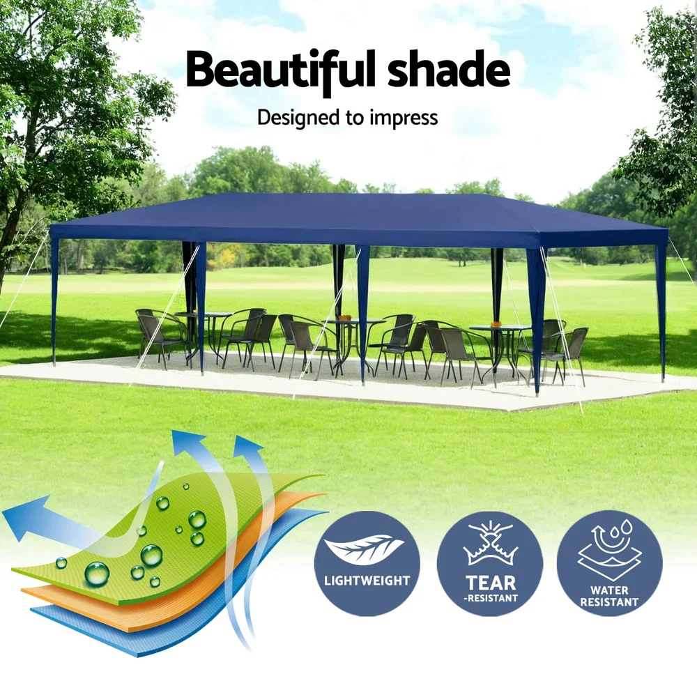 Gazebo 3x9m Wedding Party Marquee Tent Outdoor Event Camping Shade Blue - Image 4