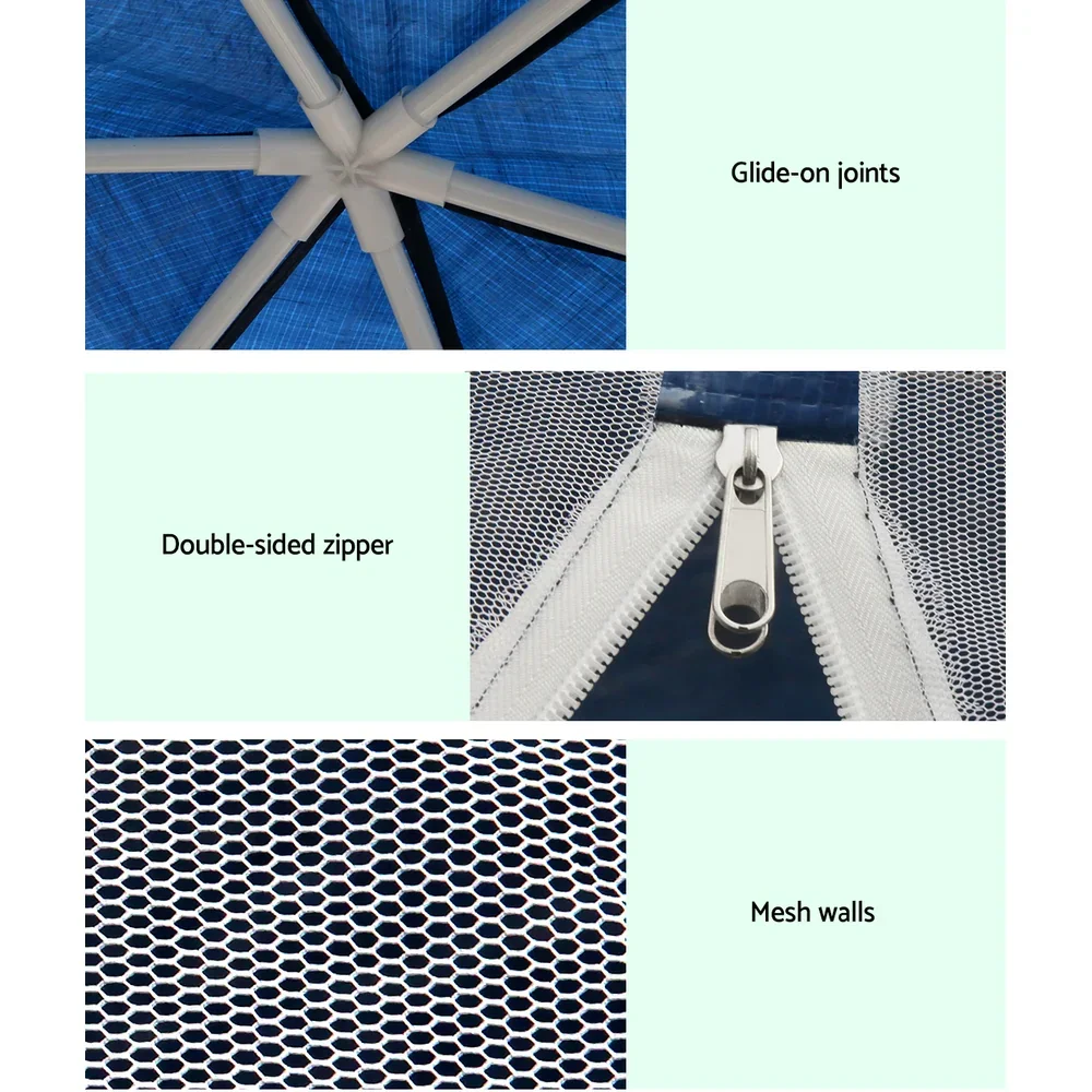 Gazebo?2x2m Marquee Wedding Party Tent Outdoor Camping Mesh Wall Canopy Shade Gazebos Navy - Image 7