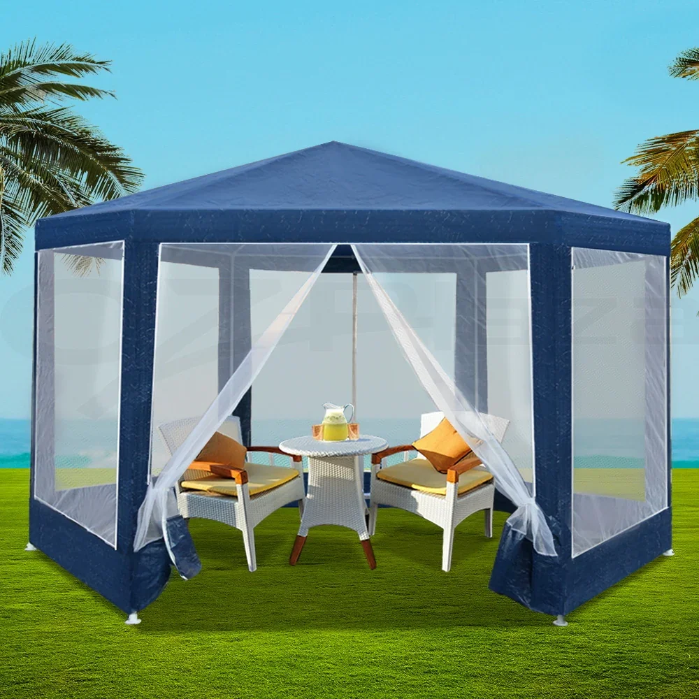 Gazebo?2x2m Marquee Wedding Party Tent Outdoor Camping Mesh Wall Canopy Shade Gazebos Navy - Image 8