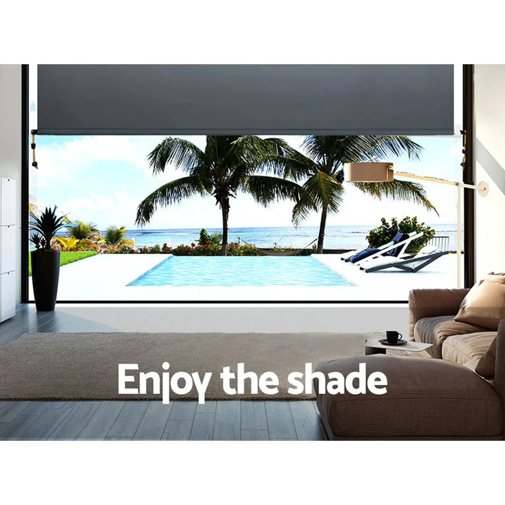 1.5X2.5M Outdoor Blinds Awning Roll Down Canopy Retractable Outdoor Blinds Window Shade Grey - Image 5