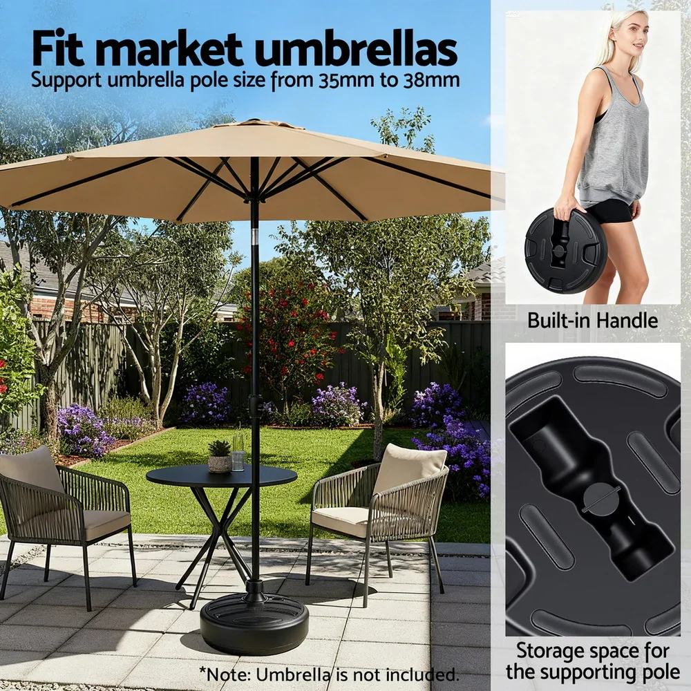 Outdoor Umbrella Base Weight Round Plastic Pole Holder 35-38mm Beach - Image 5