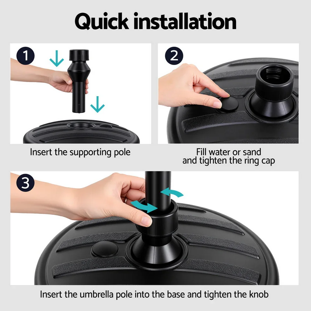 Outdoor Umbrella Base Weight Round Plastic Pole Holder 35-38mm Beach - Image 7