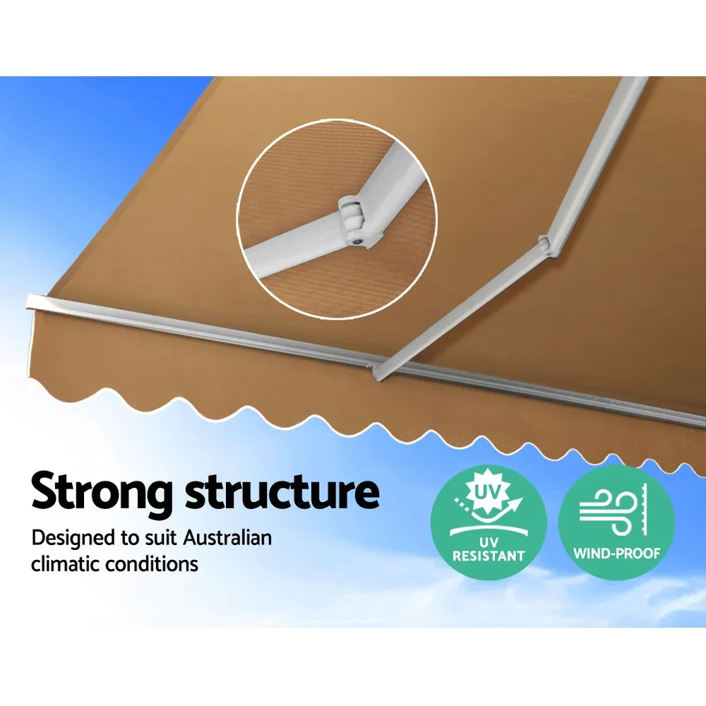 Retractable Folding Arm Awning Motorised Sunshade 4Mx3M Beige - Image 4