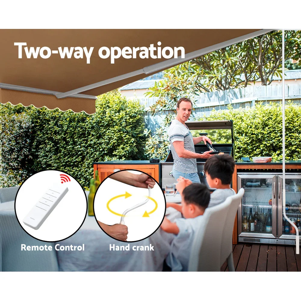 Retractable Folding Arm Awning Motorised Sunshade 4Mx3M Beige - Image 6