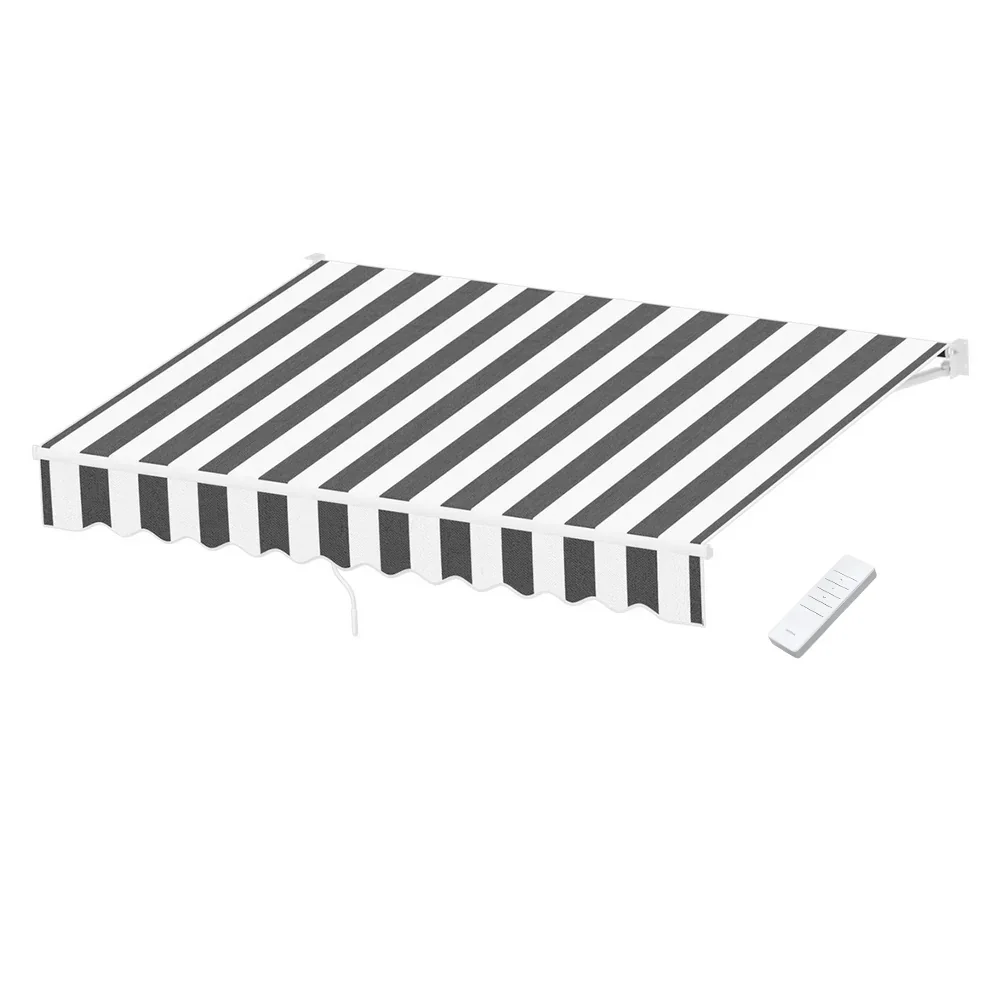 Retractable Folding Arm Awning Motorised Sunshade 2.5Mx2M Grey White - Image 2