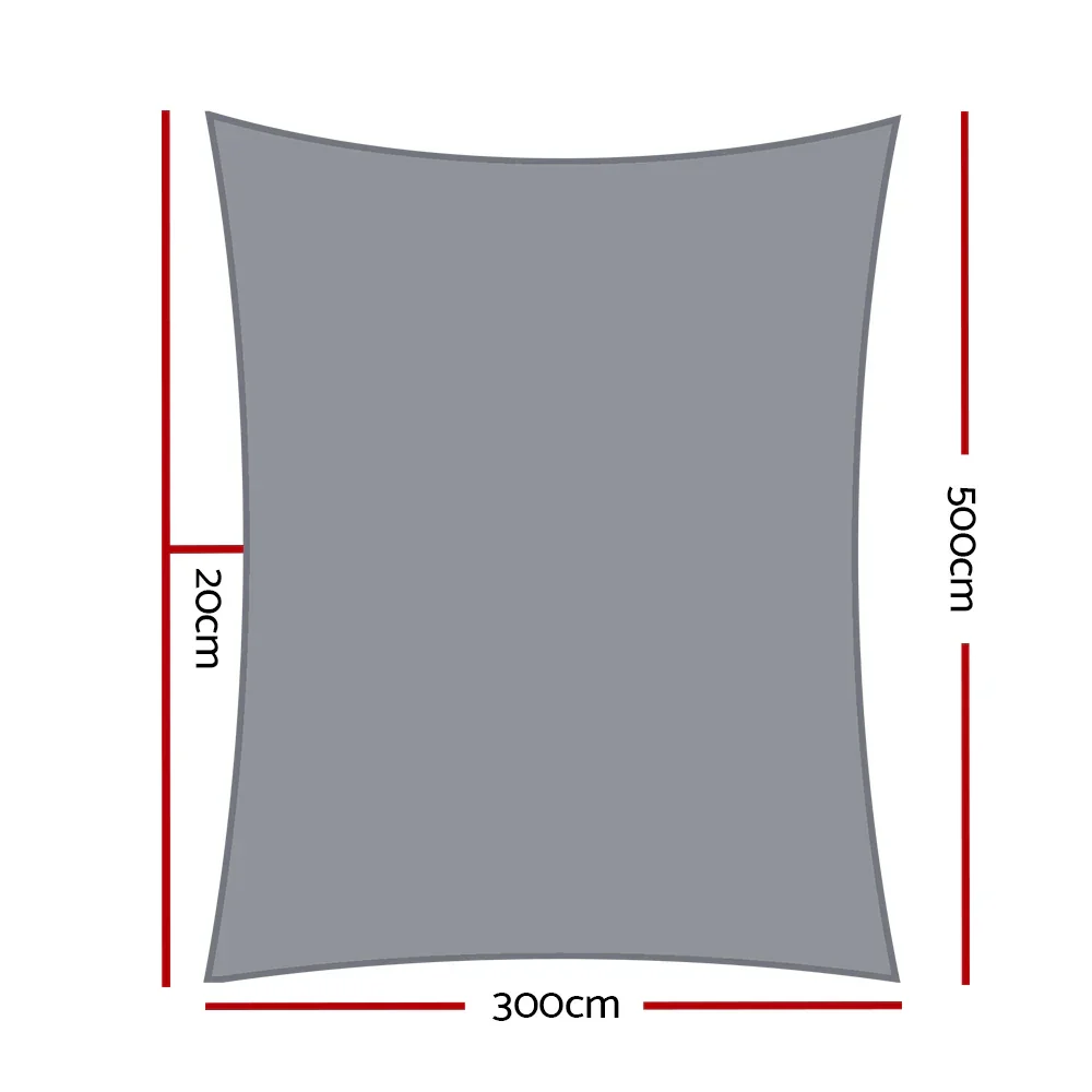 Shade Sail 3x5m Rectangle 280GSM 98% Grey Shade Cloth - Image 5