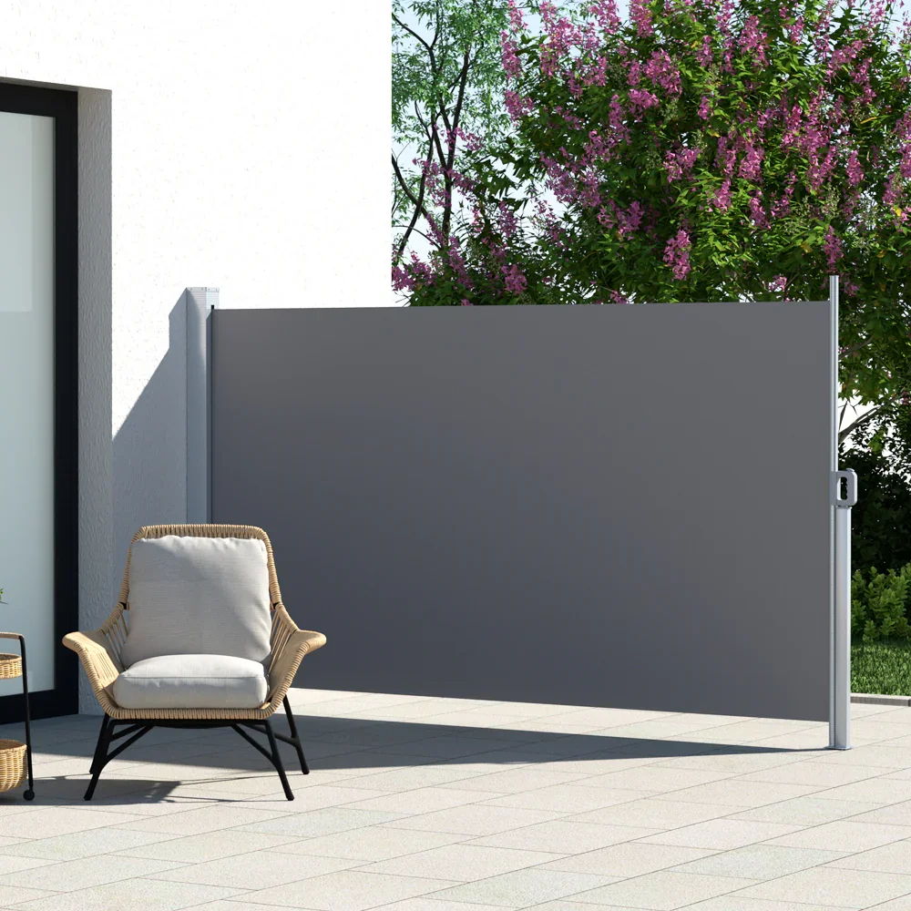 Side Awning Sun Shade Outdoor Retractable Privacy Screen 1.8X3M Grey - Image 2