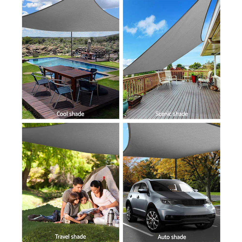 Shade Sail 6x6m Rectangle 280GSM 98% Grey Shade Cloth - Image 4