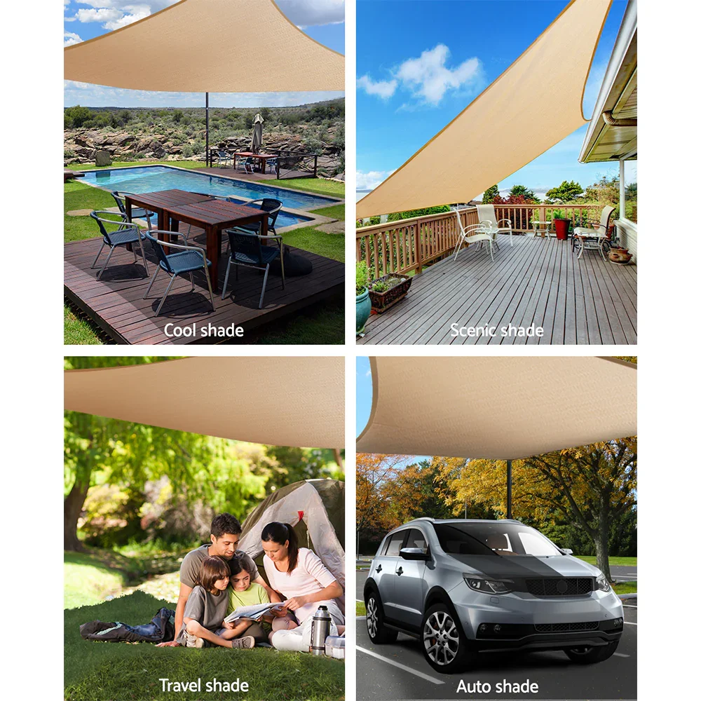 Shade Sail 3x6m Rectangle 185GSM 95% Sand Shade Cloth - Image 4
